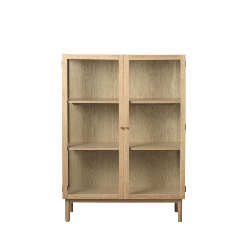 Cahir - 2-Door Display Cabinet - Tempered Glass & Wood - Light Wood