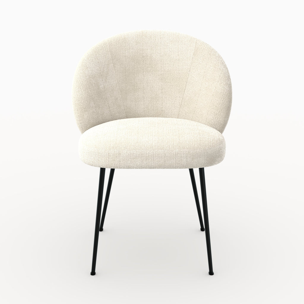 Bloomy - Silla De Terciopelo De Chenilla Color Crudo Y Metal Negro