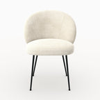 Bloomy - Silla De Terciopelo De Chenilla Color Crudo Y Metal Negro