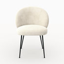 Chaise Bloomy en velours chenillé écru et métal noir