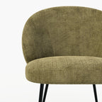 Bloomy - Silla De Terciopelo De Chenilla Verde Oliva Y Metal Negro
