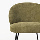 Chaise Bloomy en velours chenillé vert olive foncé et métal noir