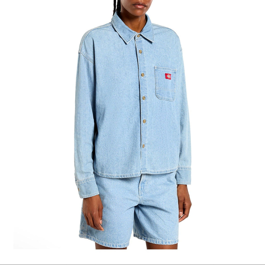 Camicia Dickies Lightweight Denim Shirt Ls W - Vintage Aged Blue