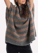 Woolrich - Pull Poncho - Grey Stripe - Femme