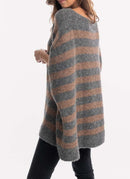 Woolrich - Pull Poncho - Grey Stripe - Femme