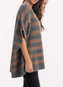 Woolrich - Pull Poncho - Grey Stripe - Femme