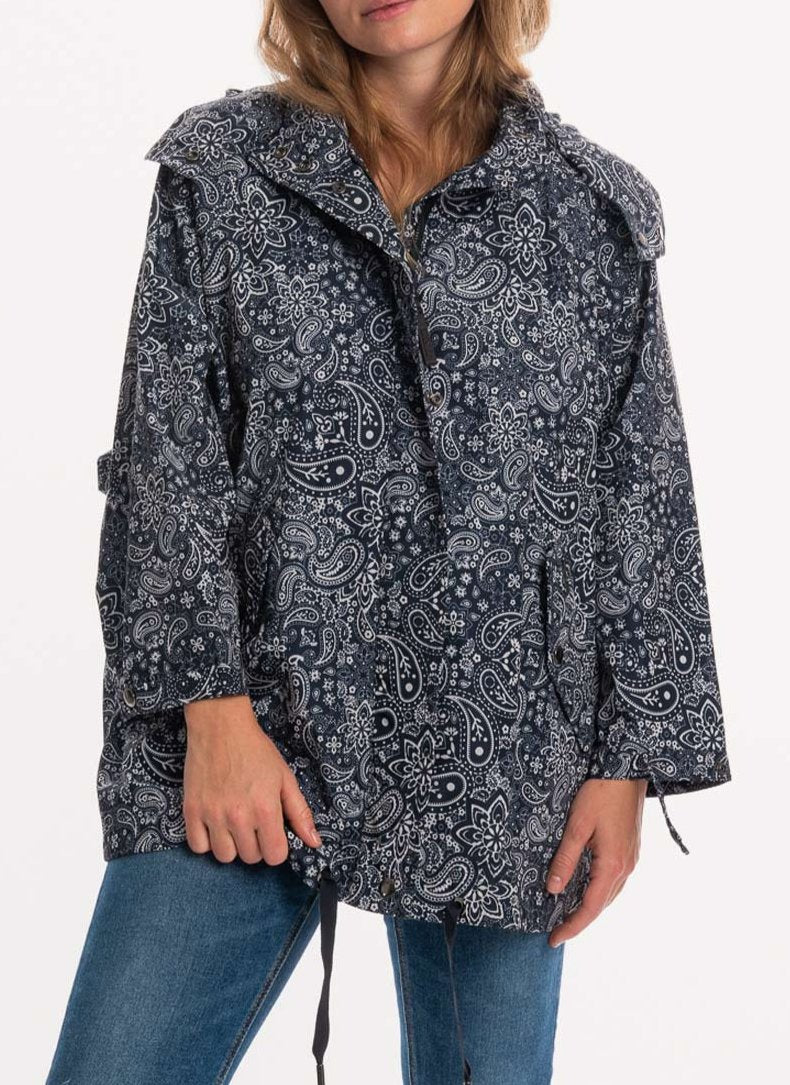 Woolrich - Veste À Motif Bandana - Melton Blue Ban - Femme