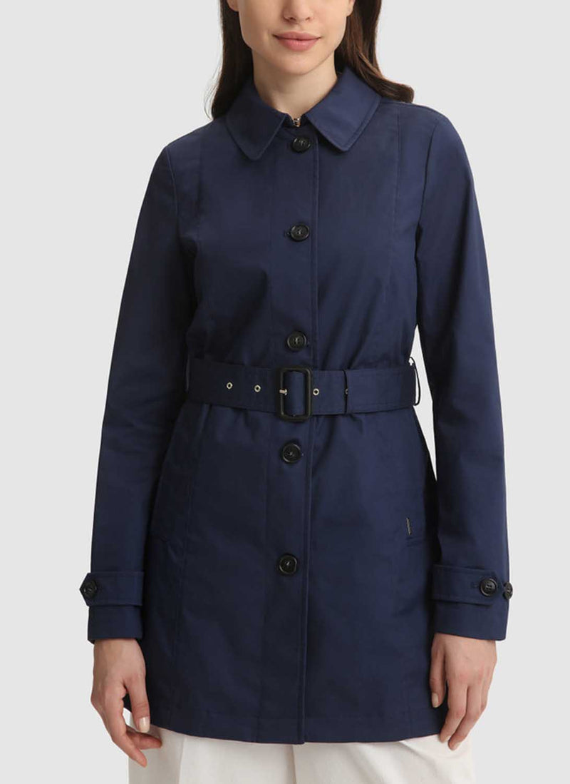 Woolrich - Trench Coat Jessamine - Melton Blue - Femme