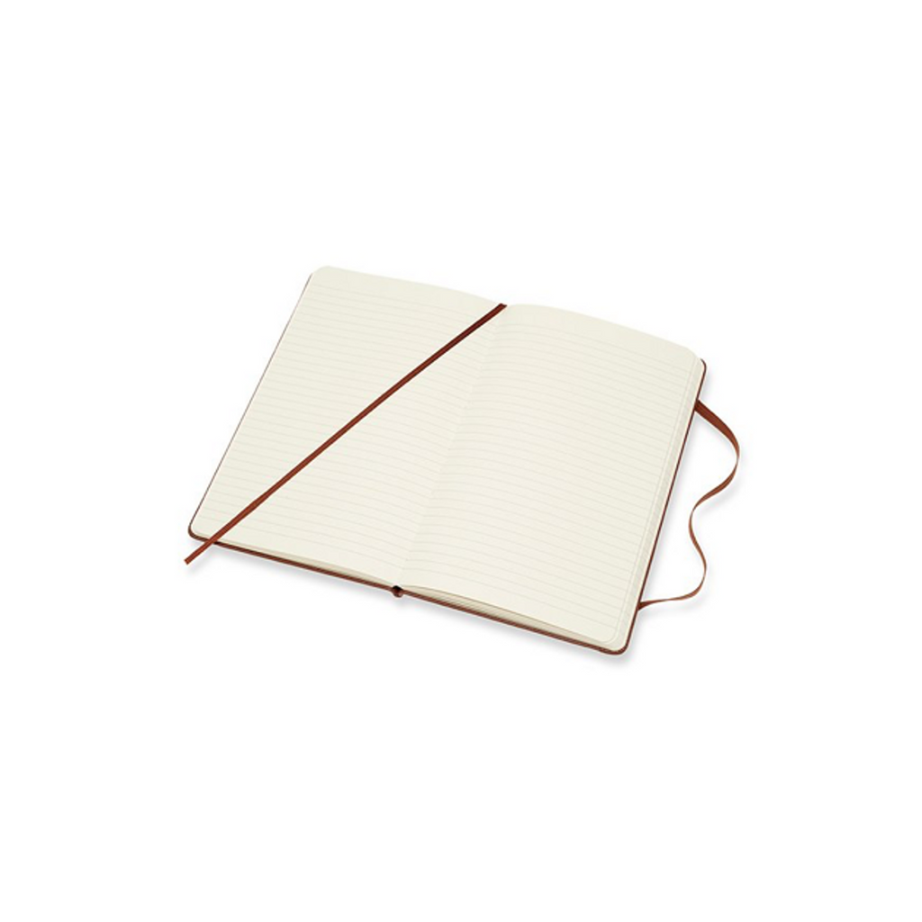 Cuaderno a rayas - Grande - Funda de piel - Marrón