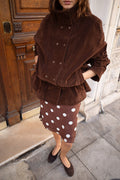 Veste Waist Detail Faux Suede - Marron
