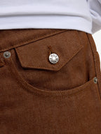 Le Pantalon Baggy En Denim Marron