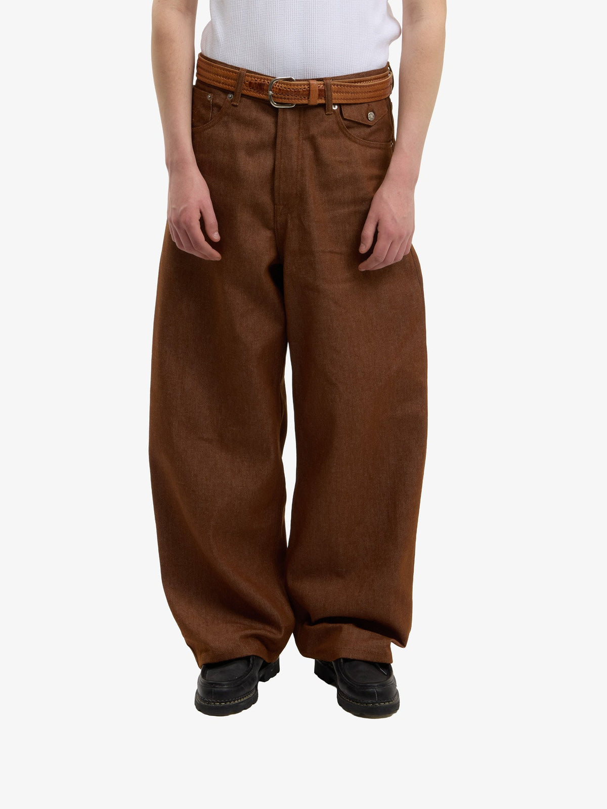 Le Pantalon Baggy En Denim Marron