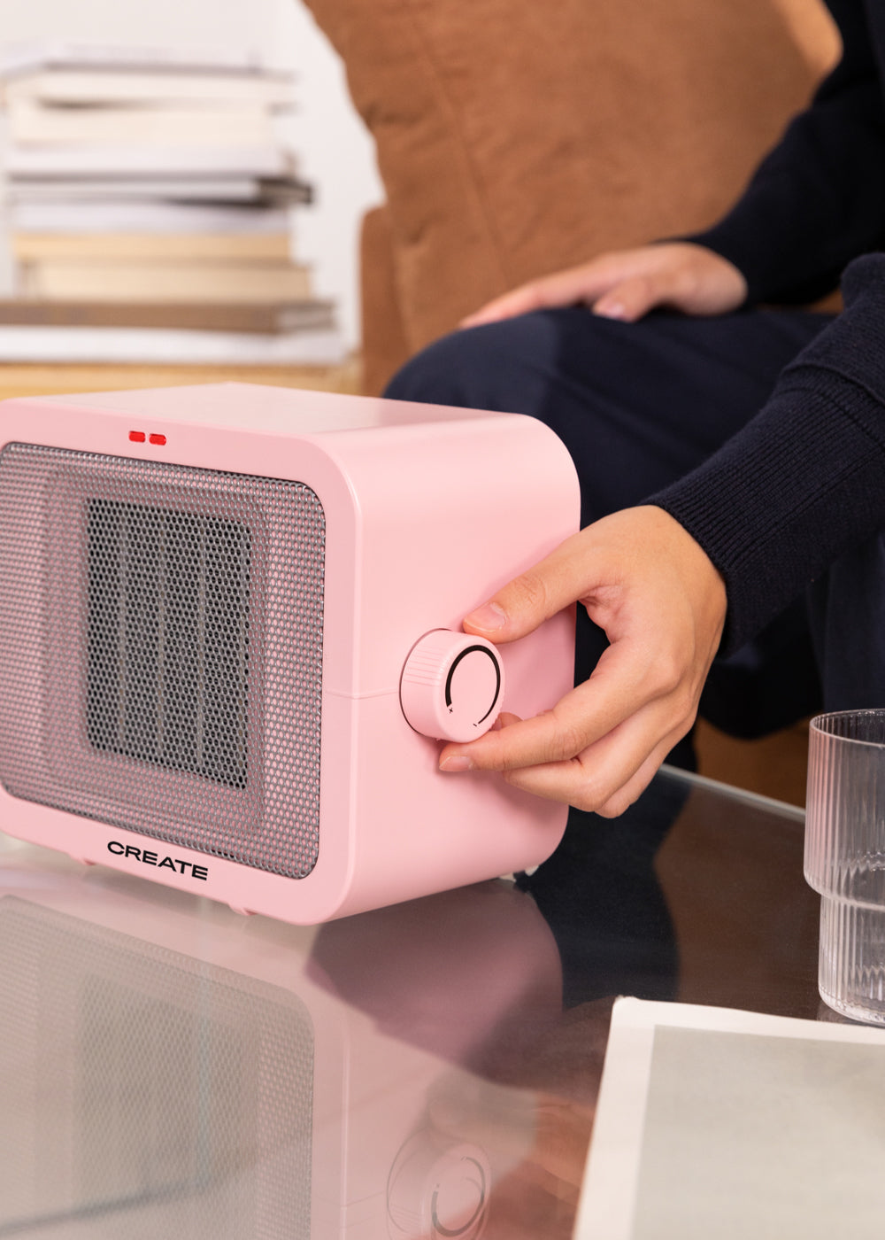 Warm Box - 1500W Ceramic Fan Heater - Pastel Pink
