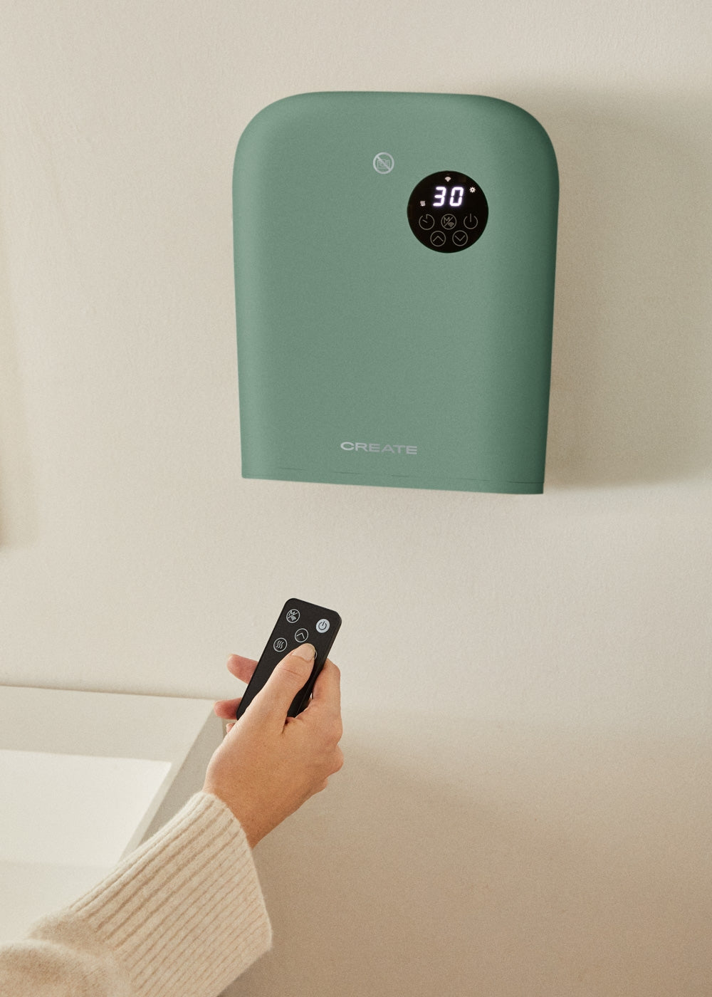 Warm Wall - Wall-mounted or floor-standing heater with WiFi - Sage green