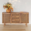 Buffet Wava 2 portes et 3 tiroirs en cannage