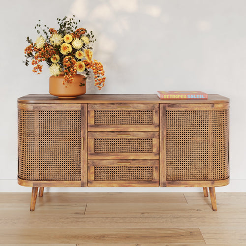 Buffet Wava 2 portes et 3 tiroirs en cannage