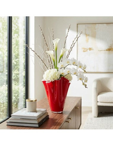Wave - Vase - H30 Cm - Opale/Rouge