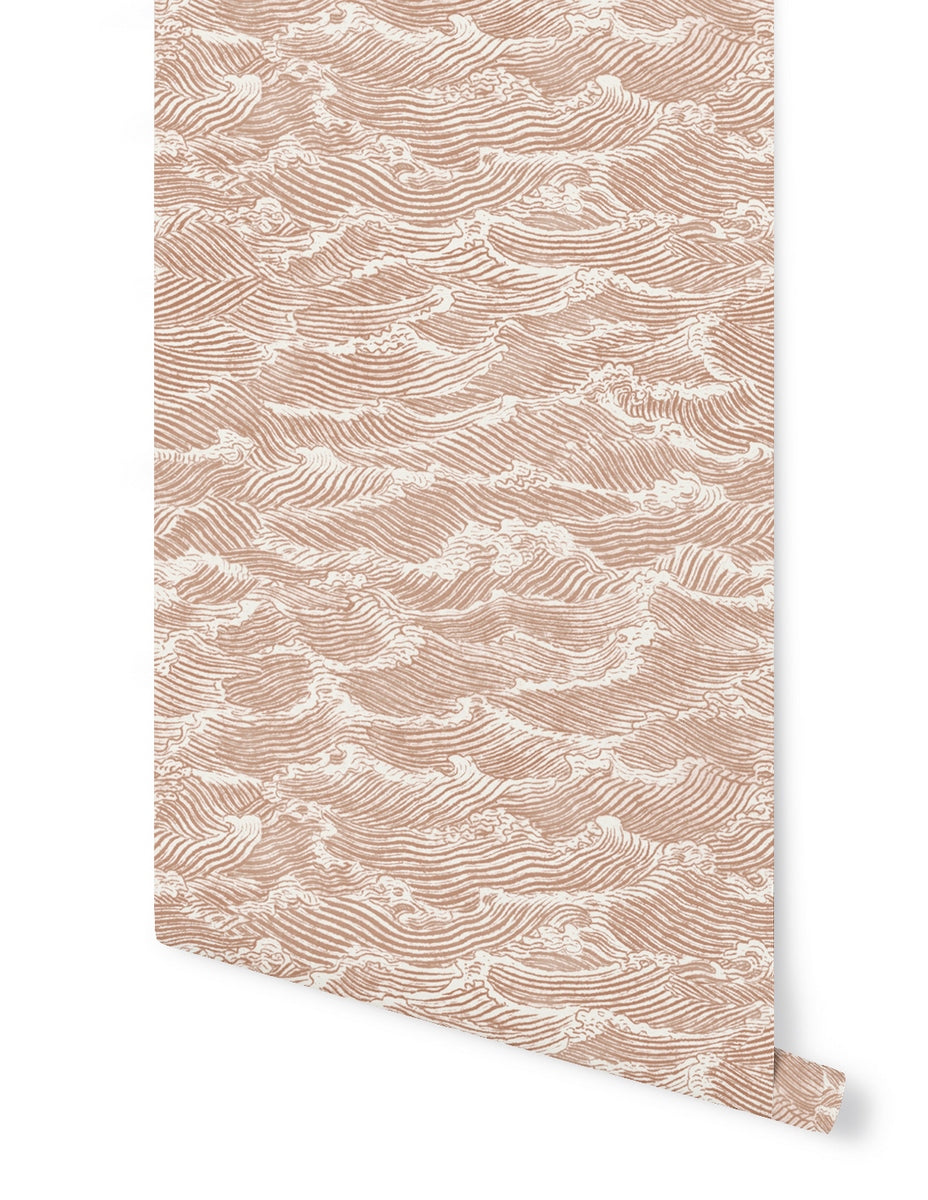 Waves Wallpaper - Coral