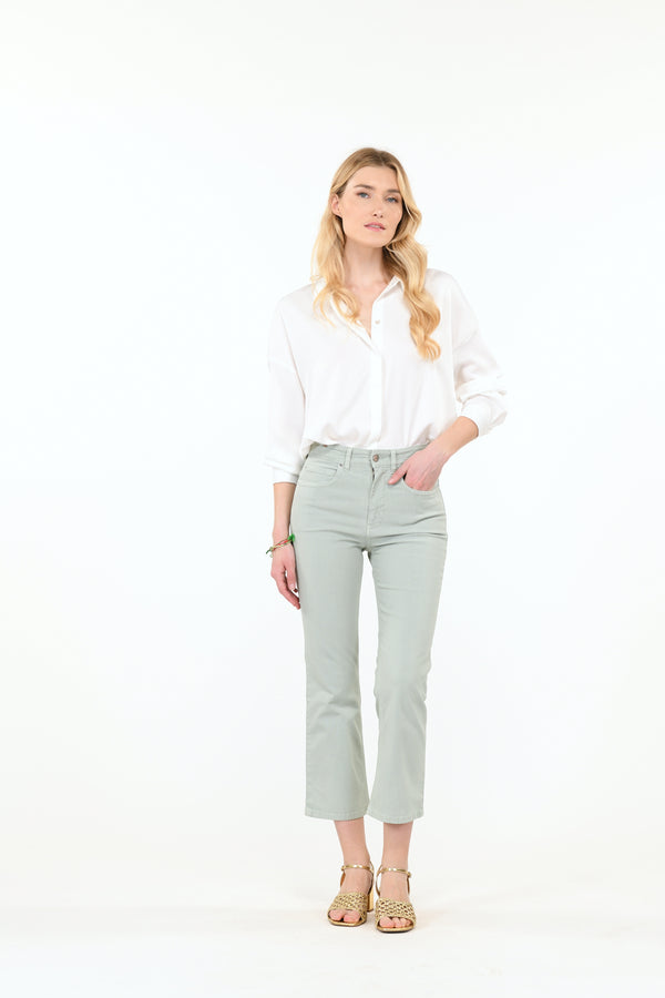 Women’s Capri Bootcut Flared Cropped Trousers - Green