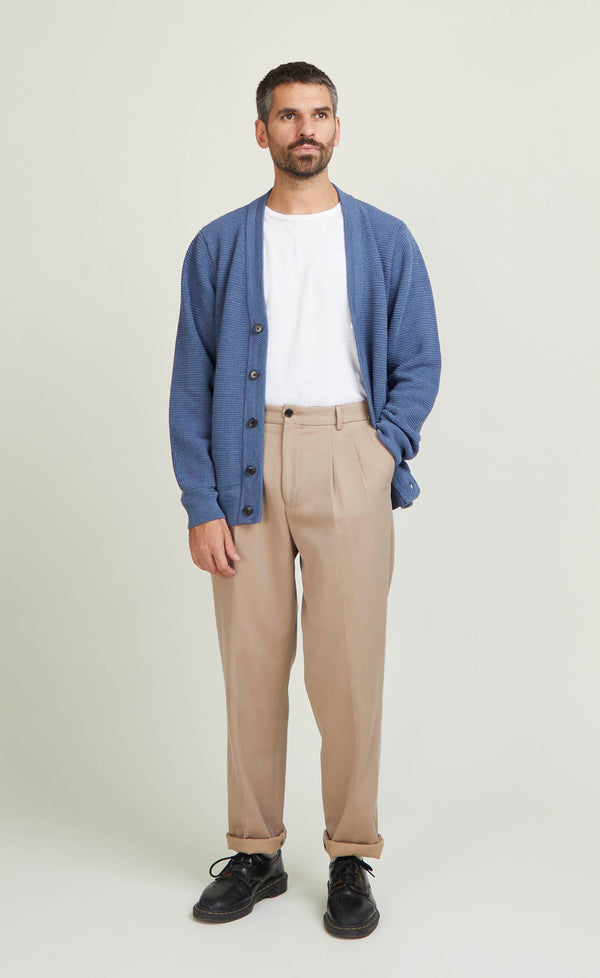 Cardigan Lovere in lana blu tempesta - 5