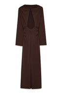 Robe Longue À Manches Larges Et Dos Ouvert Marron