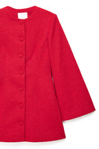 Red Wide-Sleeve Blazer Dress in Twill