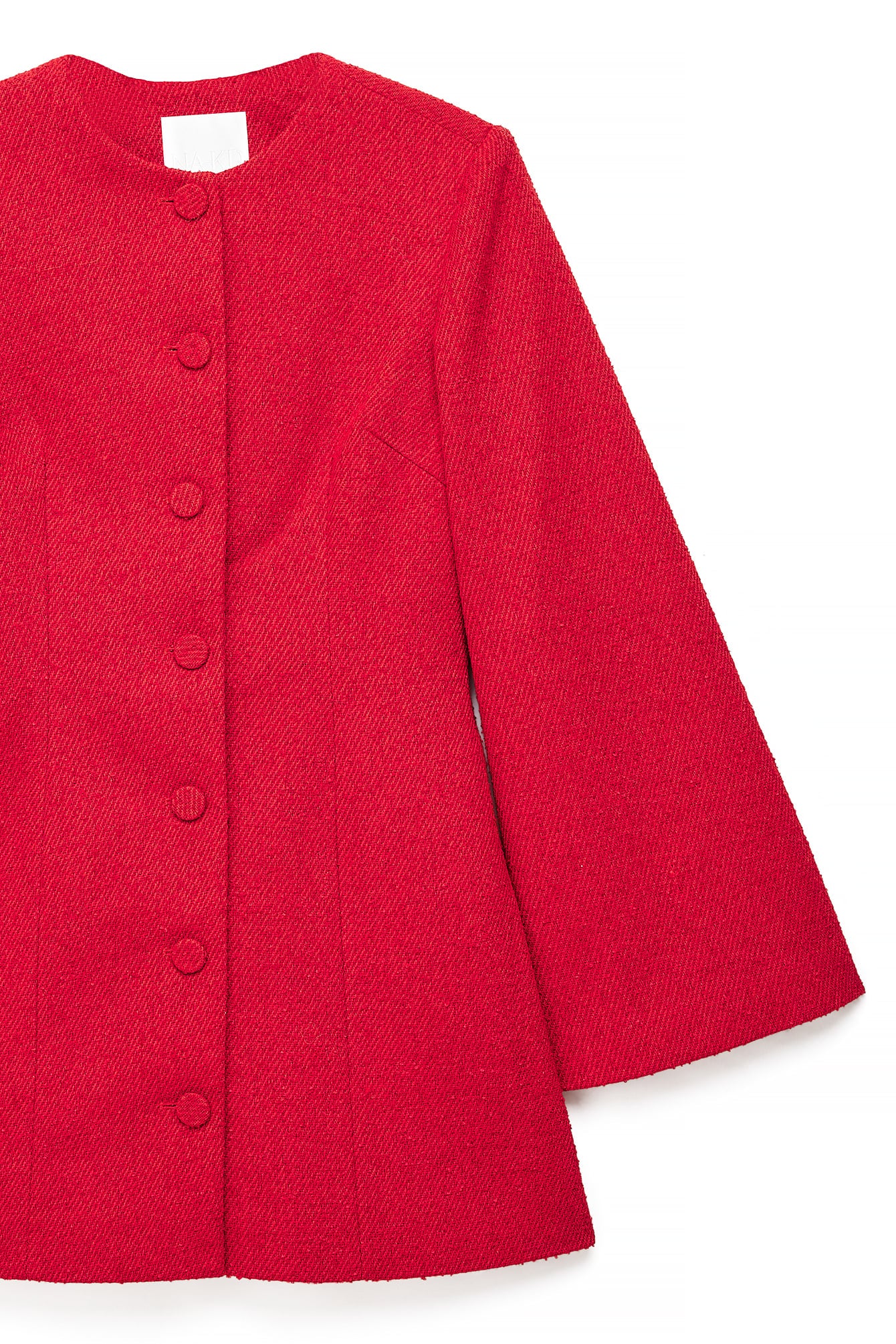 Red Wide-Sleeve Blazer Dress in Twill