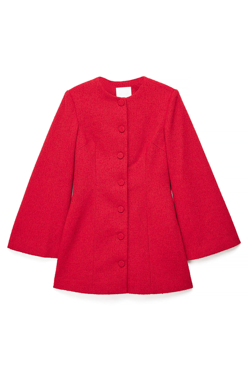 Red Wide-Sleeve Blazer Dress in Twill