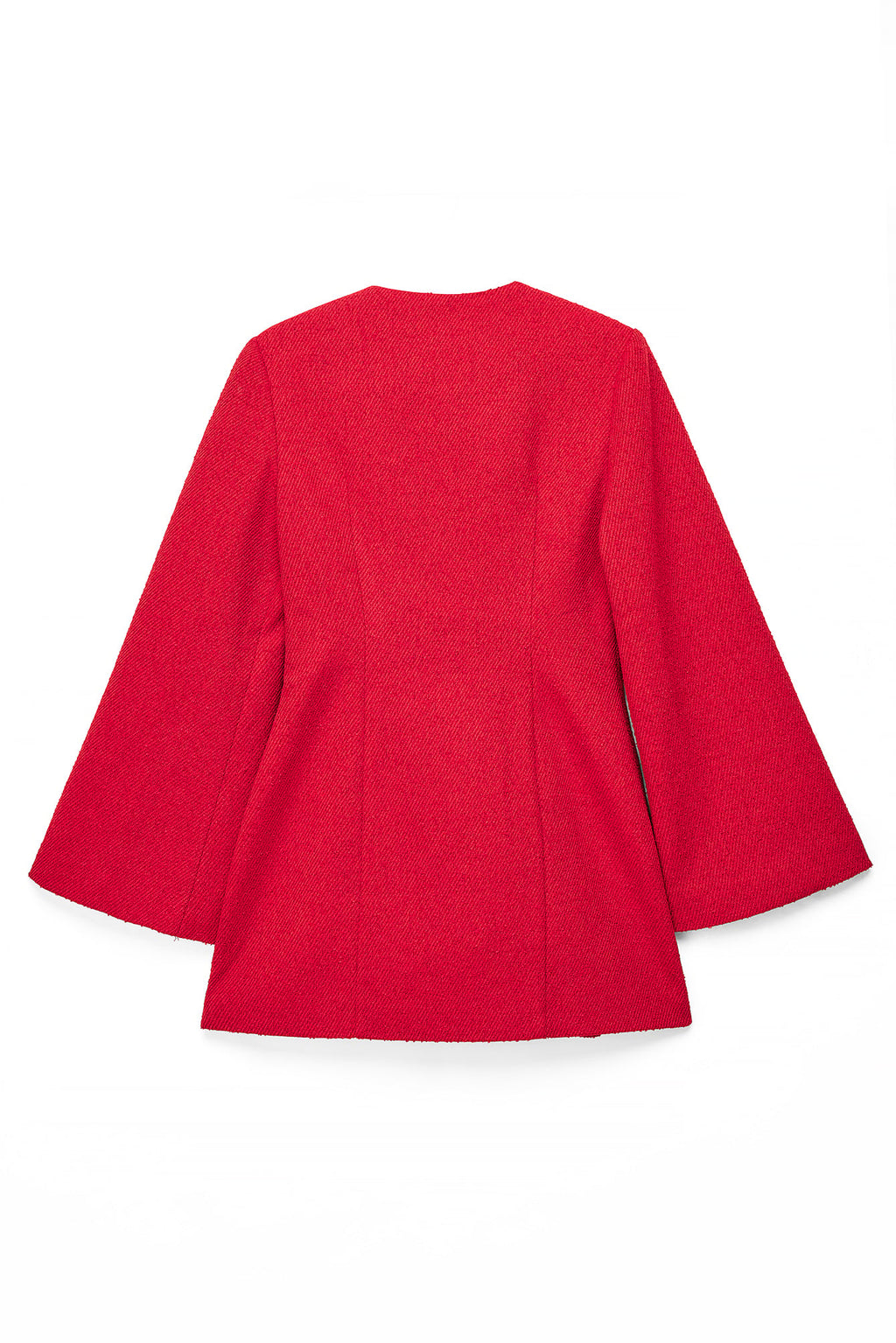 Red Wide-Sleeve Blazer Dress in Twill