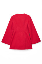 Red Wide-Sleeve Blazer Dress in Twill