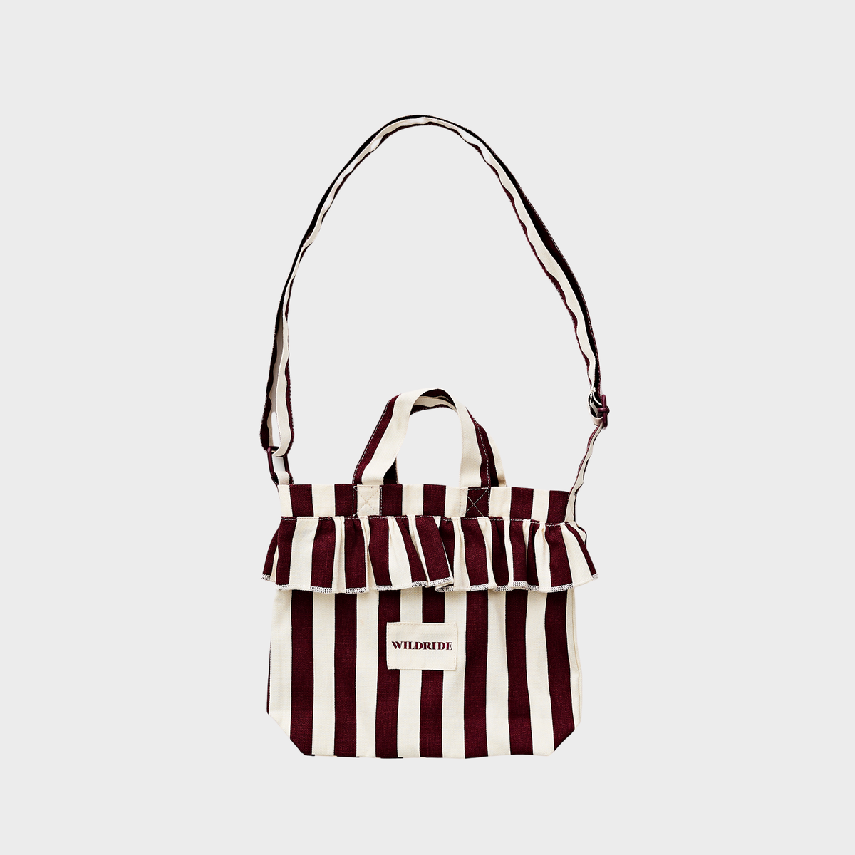 Striped Burgundy Mini Ruffle Bag