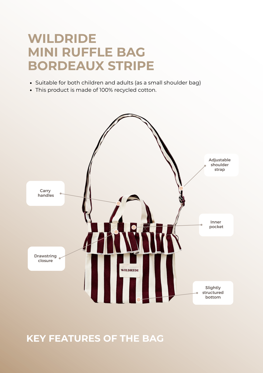 Striped Burgundy Mini Ruffle Bag