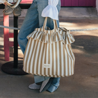 Sac Porté Épaule À Volants Beige Rayé