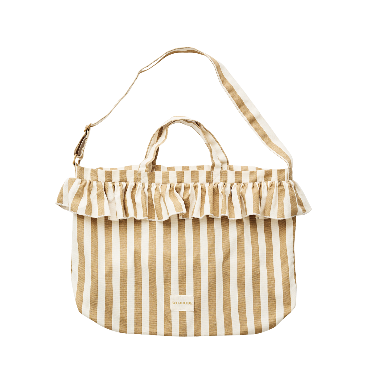 Sac Porté Épaule À Volants Beige Rayé