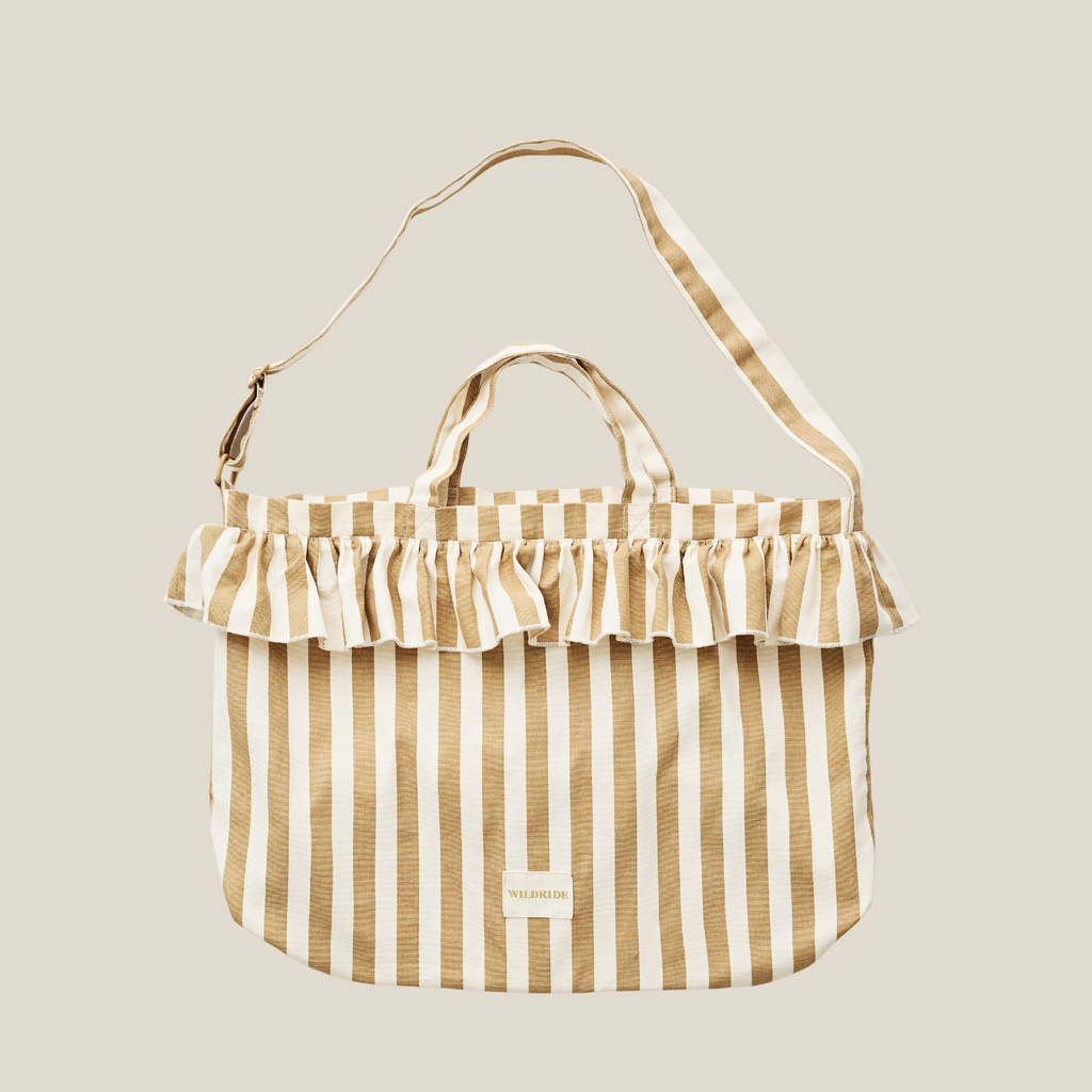 Sac Porté Épaule À Volants Beige Rayé