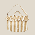 Sac Porté Épaule À Volants Beige Rayé