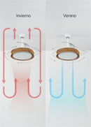 Wind Clear Rattan M - Ventilador de techo silencioso con aspas retráctiles e iluminación LED - Trenzado