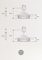 Wind Clear Rattan M - Ventilador De Techo Silencioso Aspas Retráctiles Con Iluminación LED - Trenzado