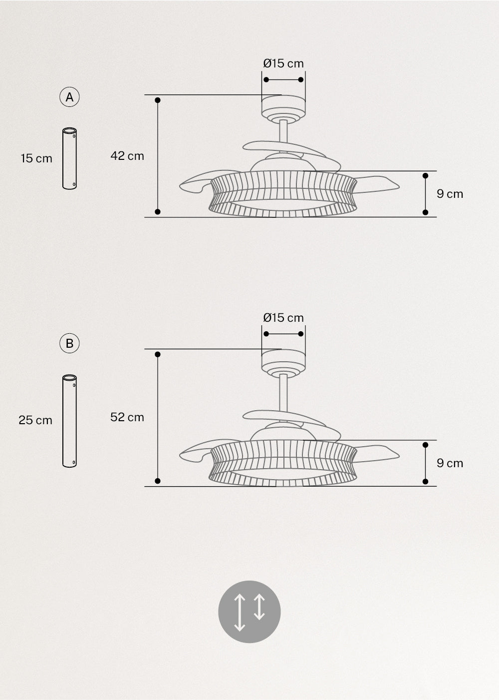 Wind Clear Rattan M - Ventilador De Techo Silencioso Aspas Retráctiles Con Iluminación LED - Trenzado