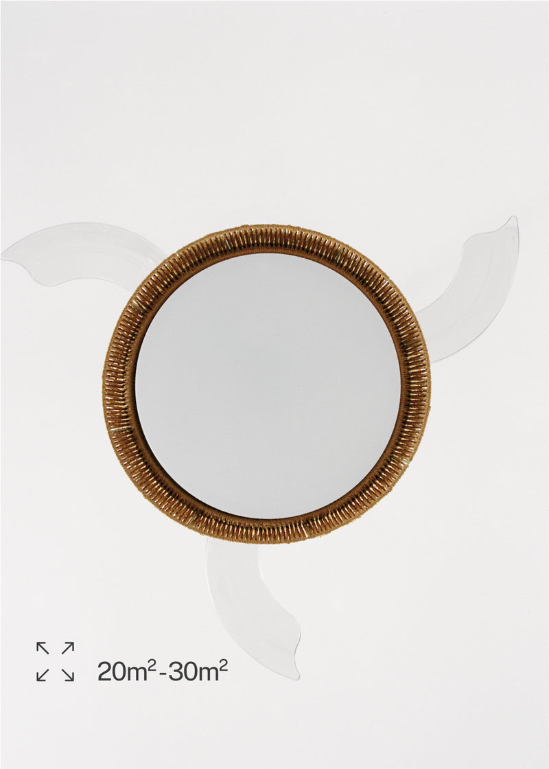 Wind Clear Rattan M - Ventilador de techo silencioso con aspas retráctiles e iluminación LED - Trenzado