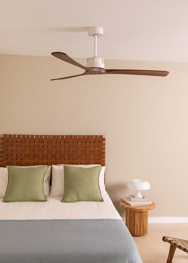 Wind Large DC - 40W Silent XL Ceiling Fan - White and Dark Wood