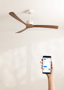 Wind Large DC - 40W Silent XL Wifi Ceiling Fan - White and Dark Wood