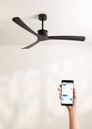Wind Large DC - Ventilador de techo Wifi XL silencioso de 40 W - Negro