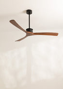 Wind Large DC - Ventilador de techo Wifi XL silencioso de 40 W - Negro y madera oscura
