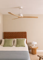 Wind Large DC - Silent XL Wi-Fi 40W Ceiling Fan - White & Natural Wood