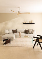 Wind Large DC - Silent XL Wi-Fi 40W Ceiling Fan - White & Natural Wood
