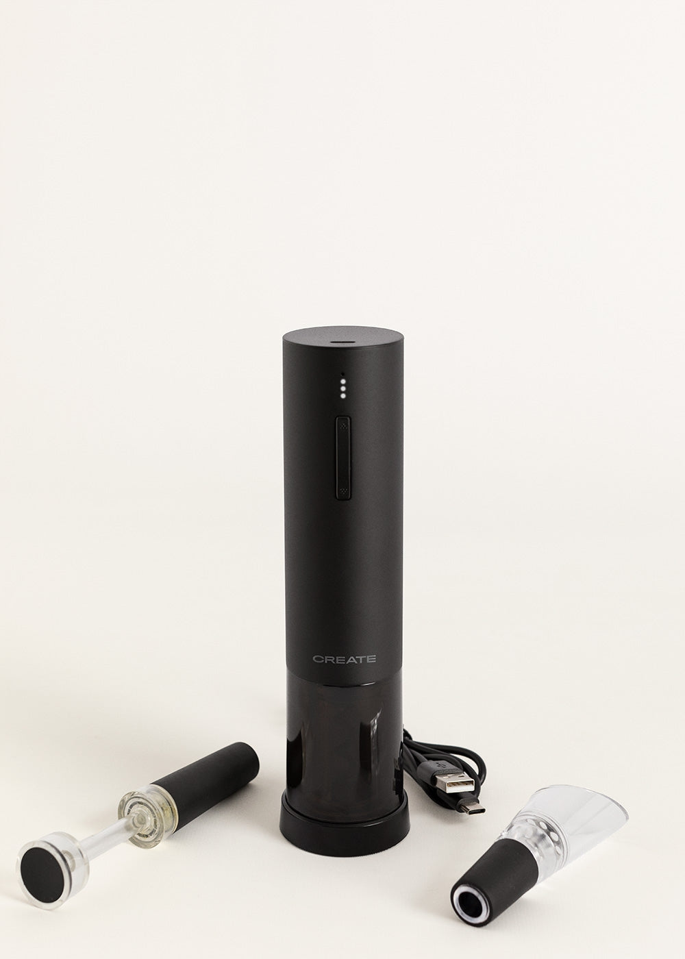 Wine Opener Steel - Electric Corkscrew with Accessories - Black