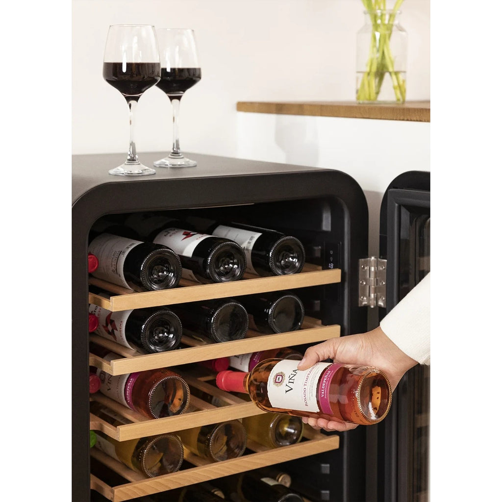 Winecooler Retro XL - Refroidisseur À Vin Électrique De Style Rétro Pour 45 Bouteilles - Noir