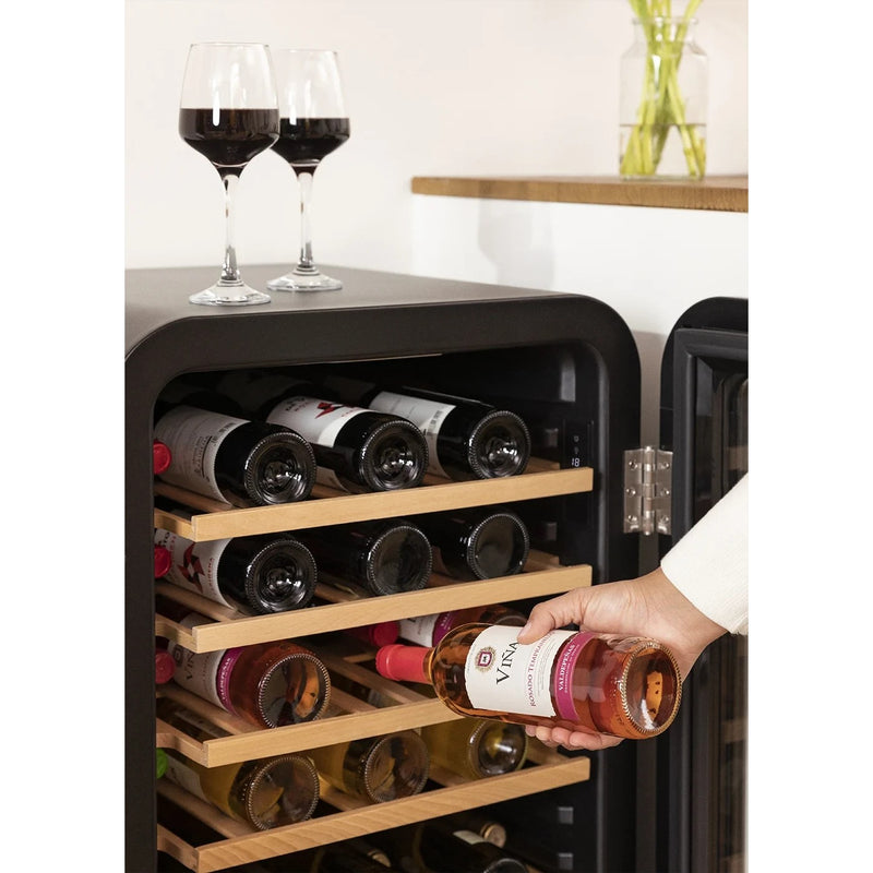 Winecooler Retro XL - Vinoteca eléctrica estilo retro para 45 botellas - Negro