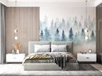 Winter Forest Mural - Snow Blue